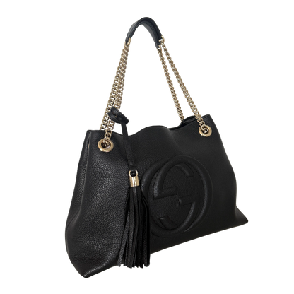 Gucci Soho Medium Double Chain Schultertasche Schwarz / neuwertig (Kopie) Gucci