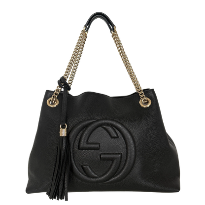 Gucci Soho Medium Double Chain Schultertasche Schwarz / neuwertig (Kopie) Gucci