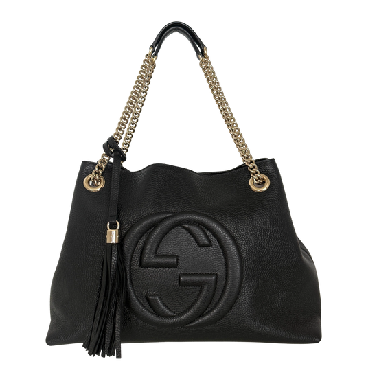 Gucci Soho Medium Double Chain Schultertasche Schwarz / neuwertig (Kopie) Gucci