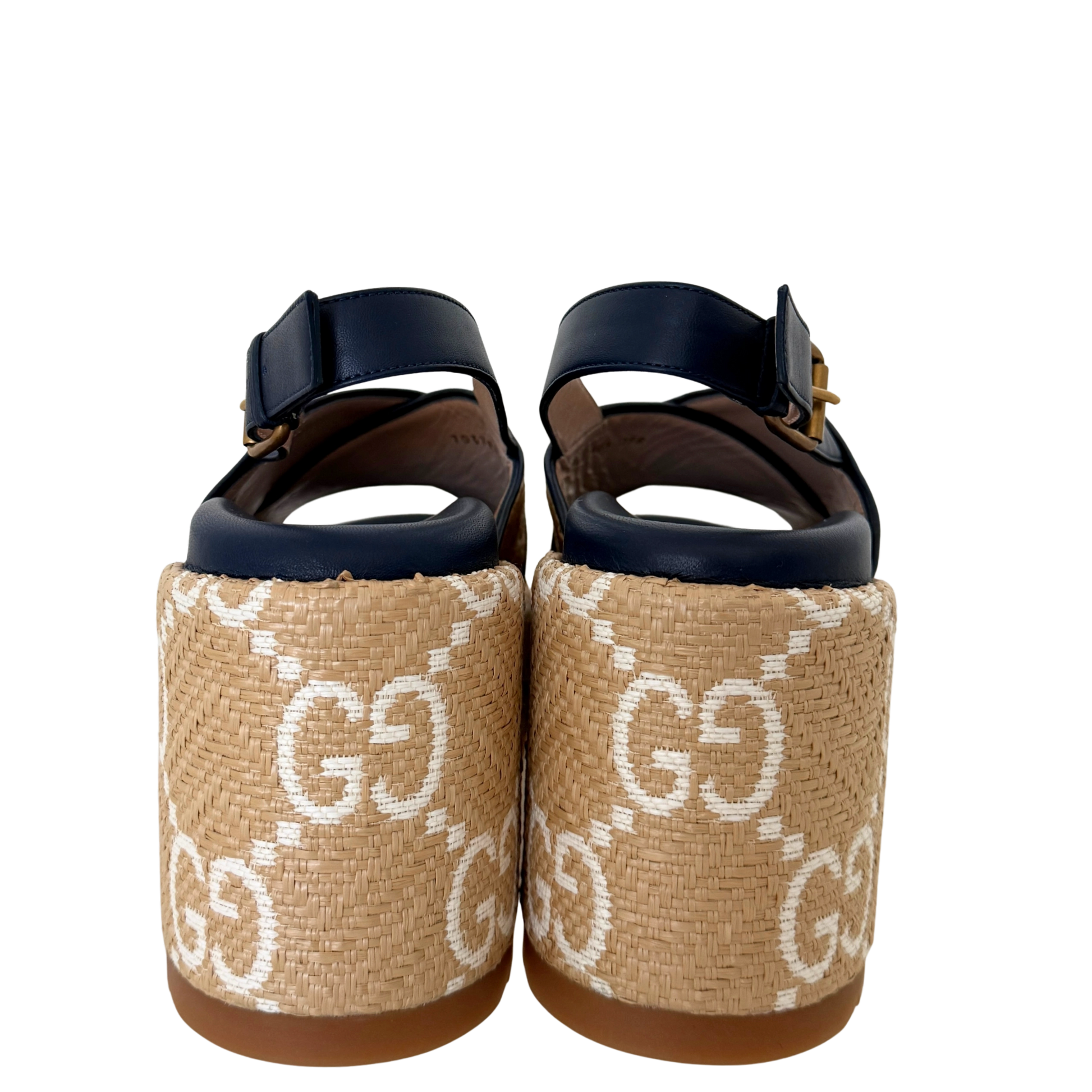 Gucci GG logo raffia platform Wedges Größe 40,5 Beige / neuwertig Gucci
