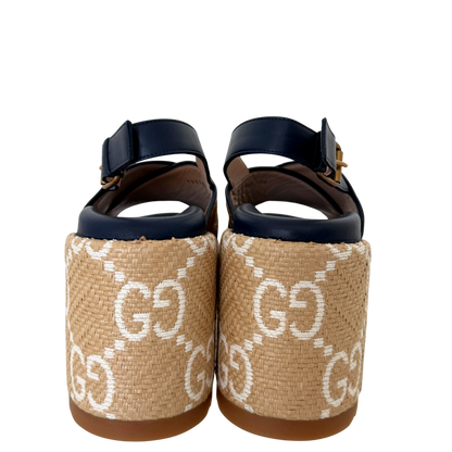 Gucci GG logo raffia platform Wedges Größe 40,5 Beige / neuwertig Gucci