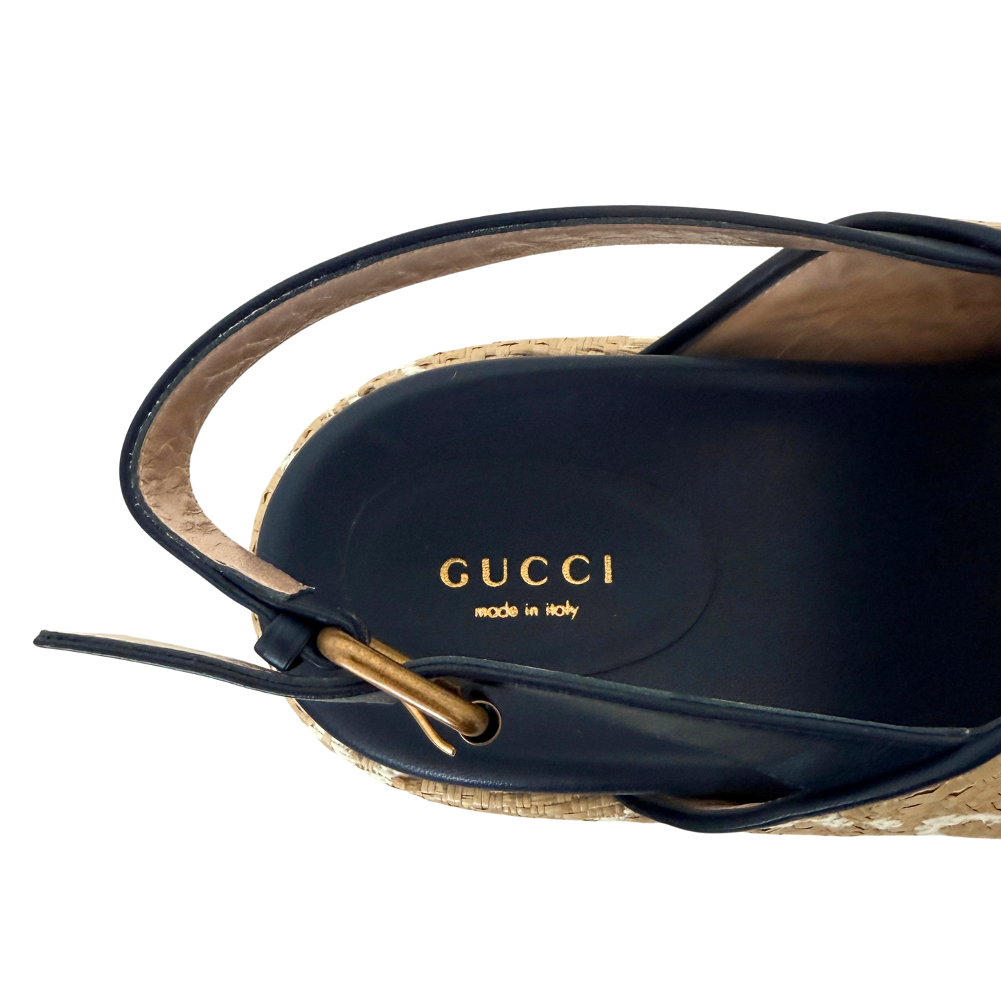 Gucci GG logo raffia platform Wedges Größe 40,5 Beige / neuwertig Gucci