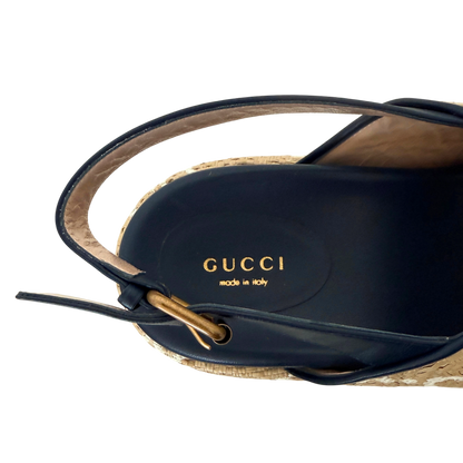 Gucci GG logo raffia platform Wedges Größe 40,5 Beige / neuwertig Gucci