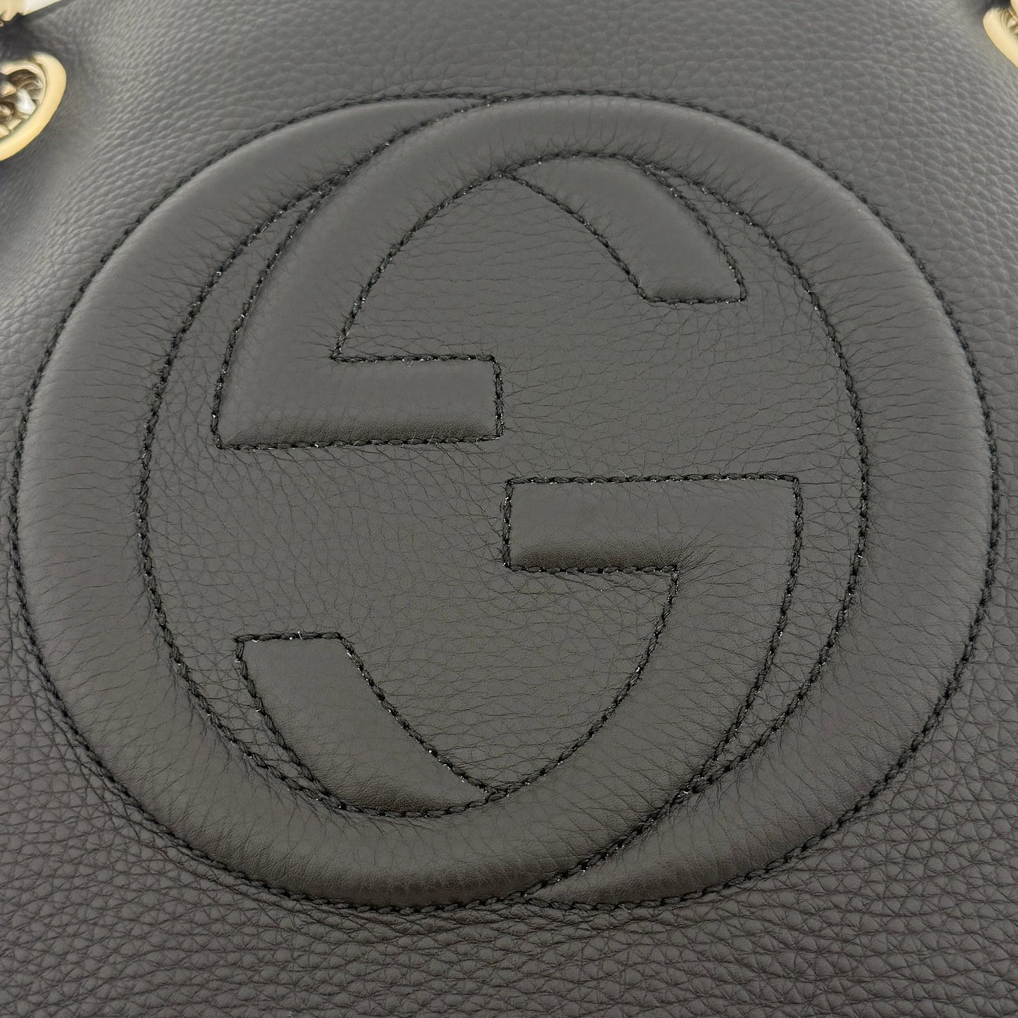 Gucci Soho Medium Double Chain Schultertasche Schwarz / sehr gut Gucci