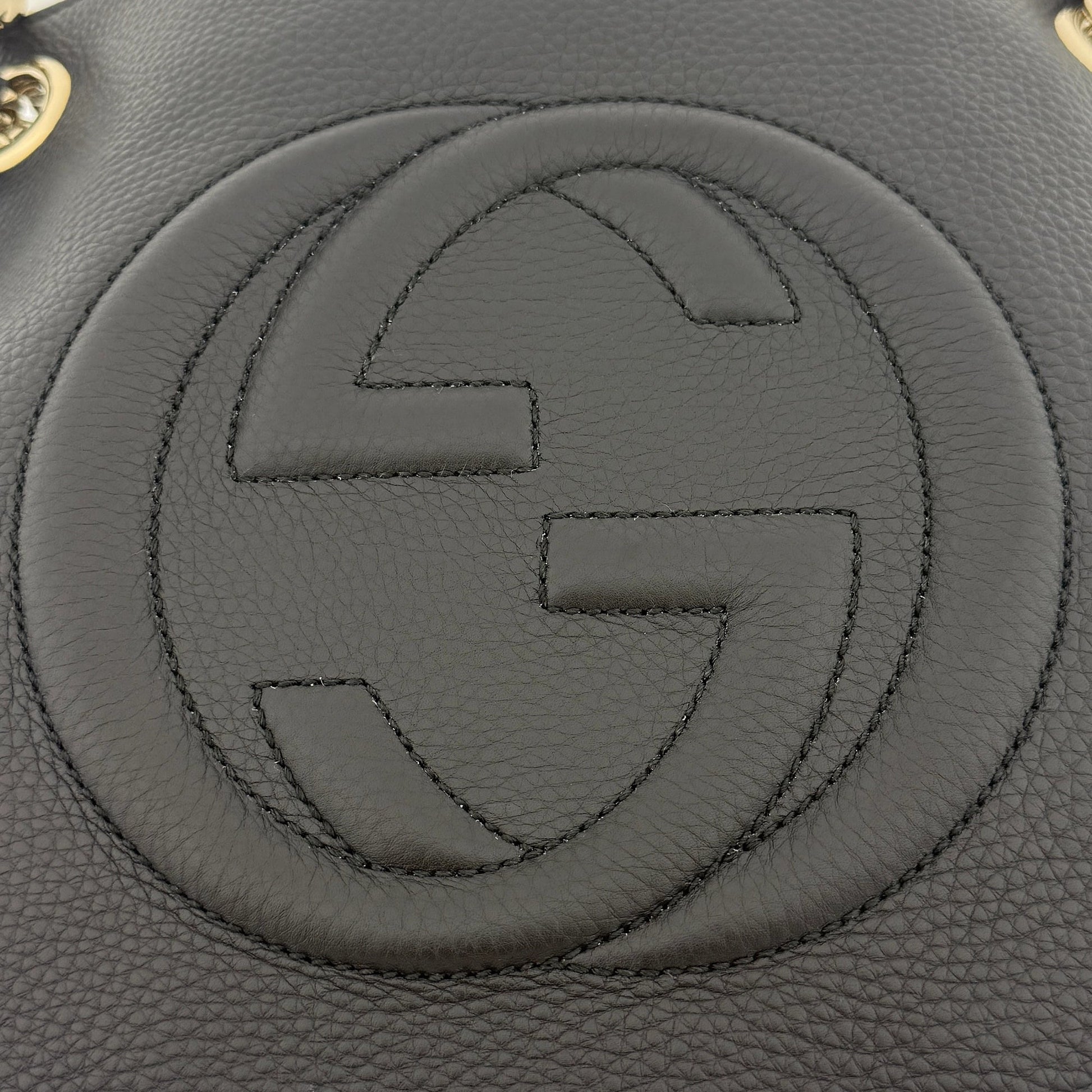 Gucci Soho Medium Double Chain Schultertasche Schwarz / sehr gut Gucci