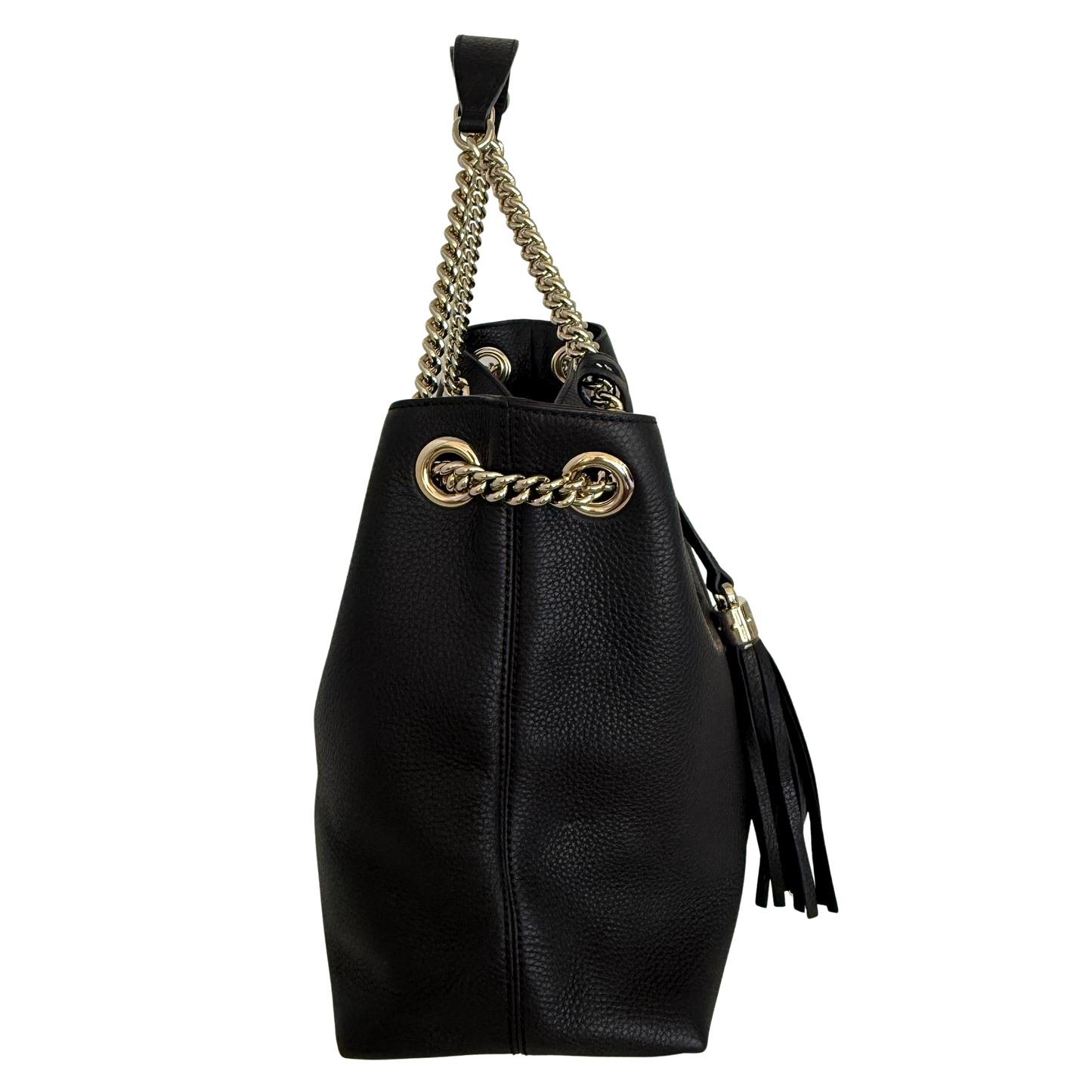 Gucci Soho Medium Double Chain Schultertasche Schwarz / sehr gut Gucci