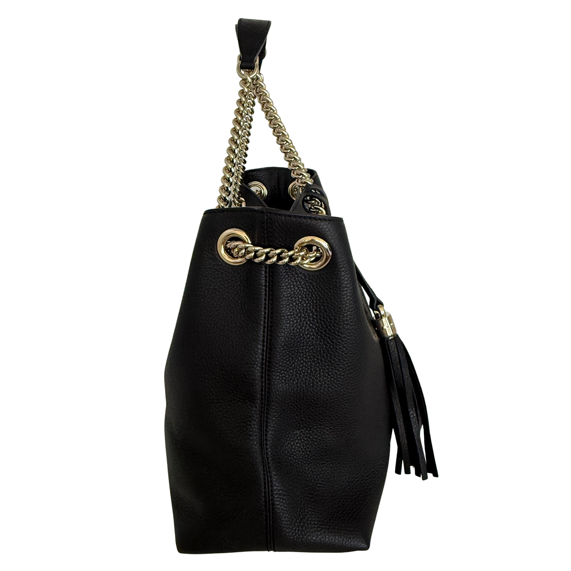Gucci Soho Medium Double Chain Schultertasche Schwarz / sehr gut Gucci