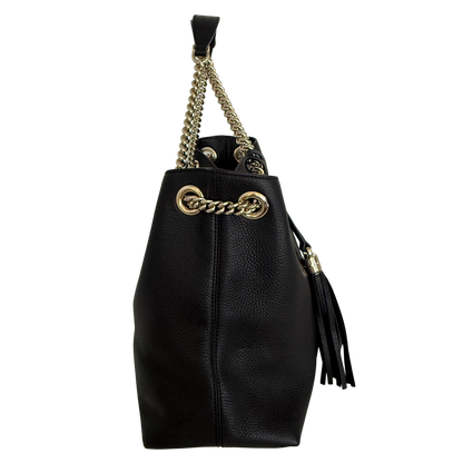 Gucci Soho Medium Double Chain Schultertasche Schwarz / sehr gut Gucci