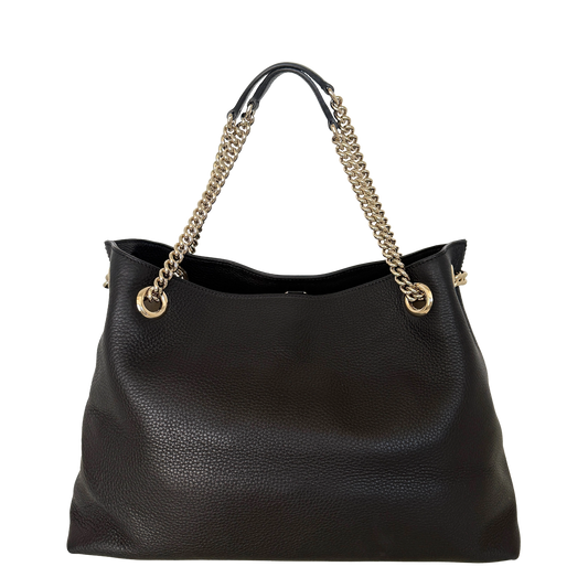 Gucci Soho Medium Double Chain Schultertasche Schwarz / sehr gut Gucci