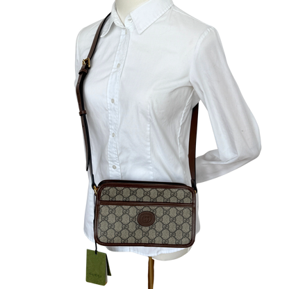 Gucci GG Supreme Schultertrasche Braun Fullset / sehr gut Gucci