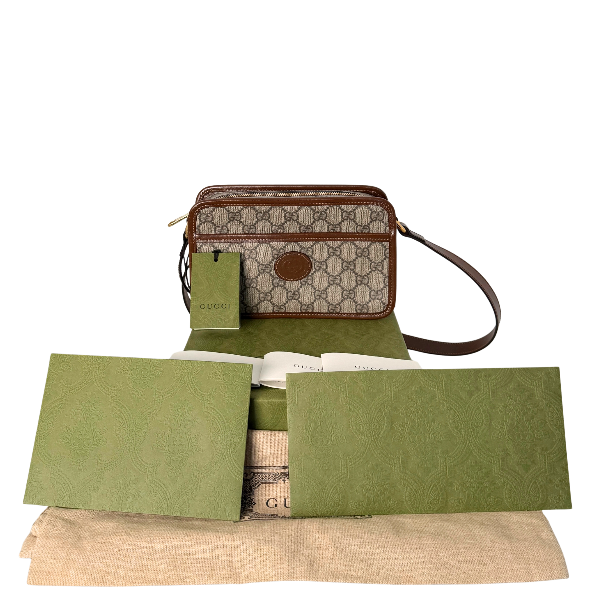 Gucci GG Supreme Schultertrasche Braun Fullset / sehr gut Gucci