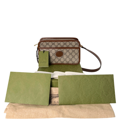 Gucci GG Supreme Schultertrasche Braun Fullset / sehr gut Gucci