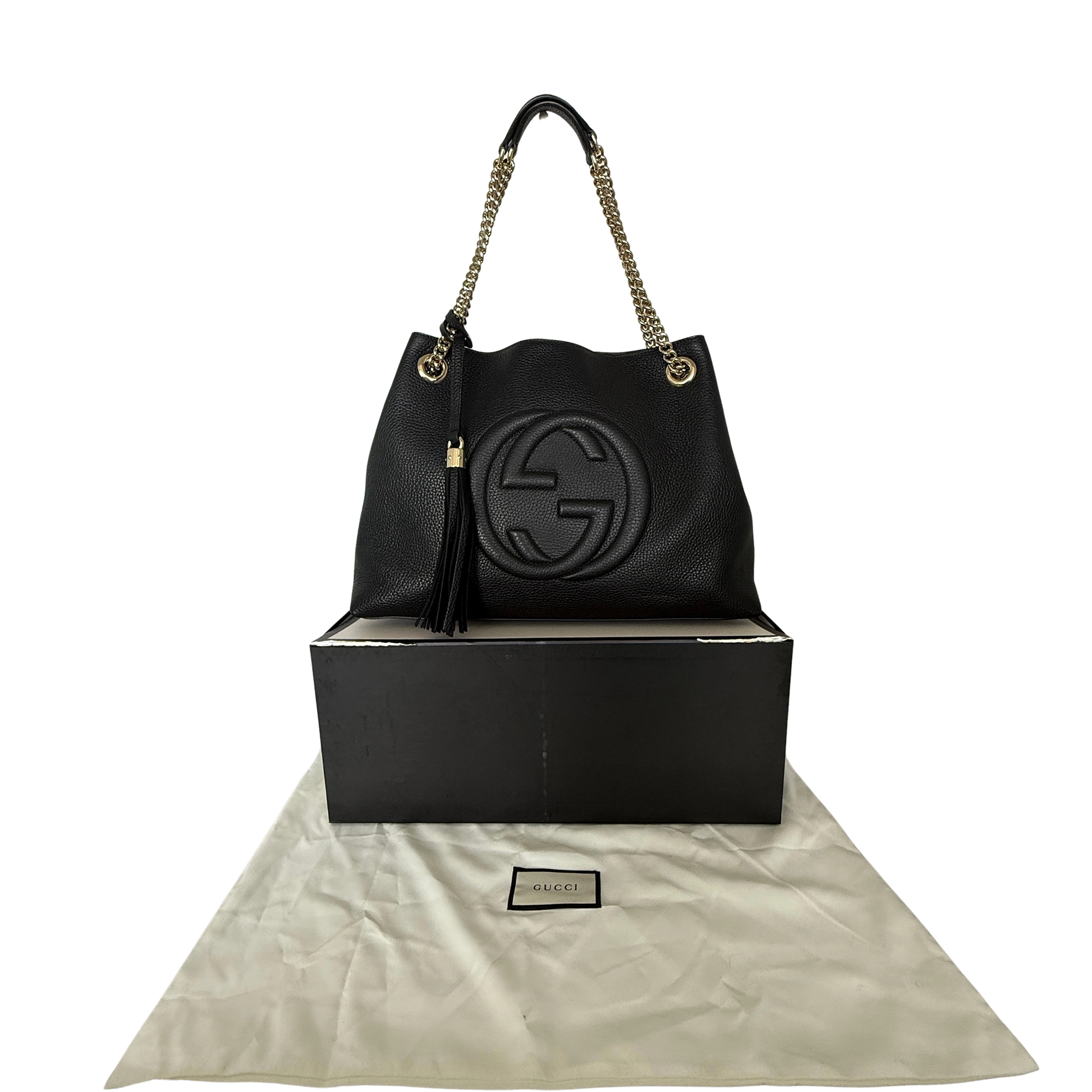 Gucci Soho Medium Double Chain Schultertasche Schwarz / neuwertig (Kopie) Gucci