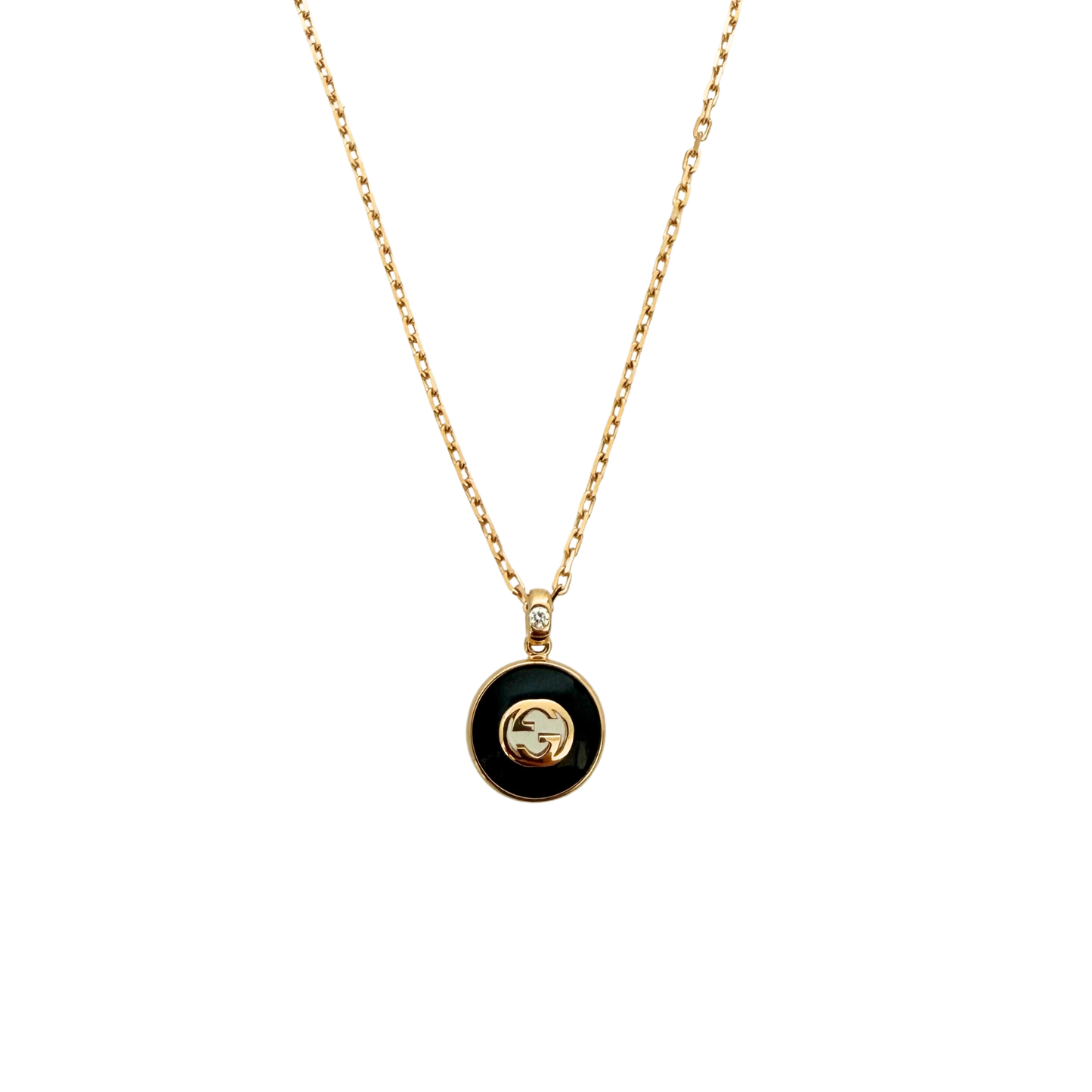 Gucci Interlocking Gliederhalskette Gelbgold 18 Karat mit Dianmant/ ungetragen Gucci
