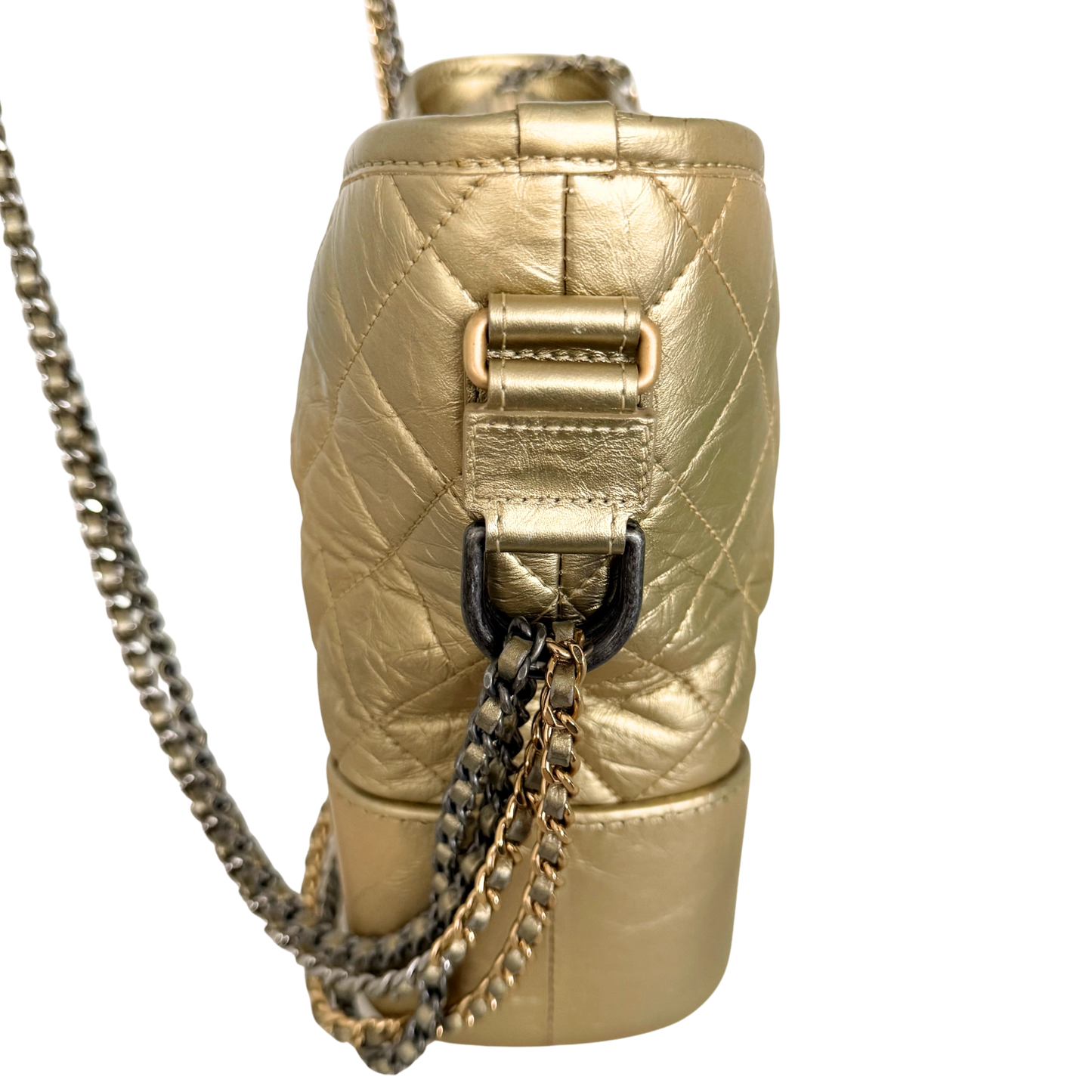 Chanel Gabrielle Hobo Bag aus gestepptem Kalbsleder Gold / sehr gut Echtheitscheck