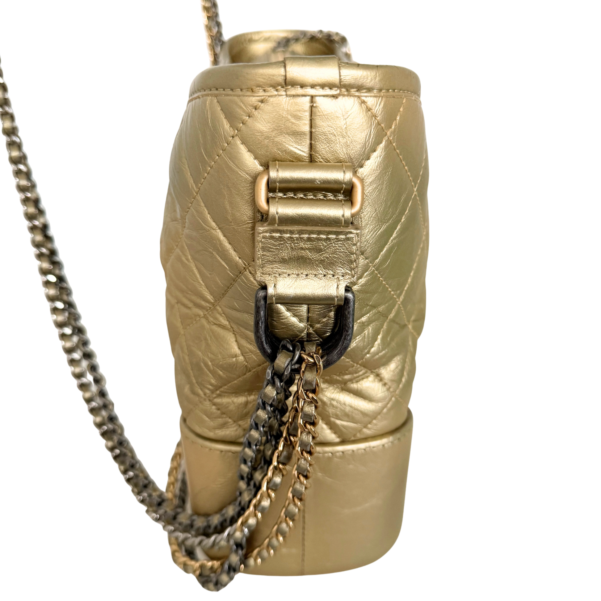 Chanel Gabrielle Hobo Bag aus gestepptem Kalbsleder Gold / sehr gut Echtheitscheck