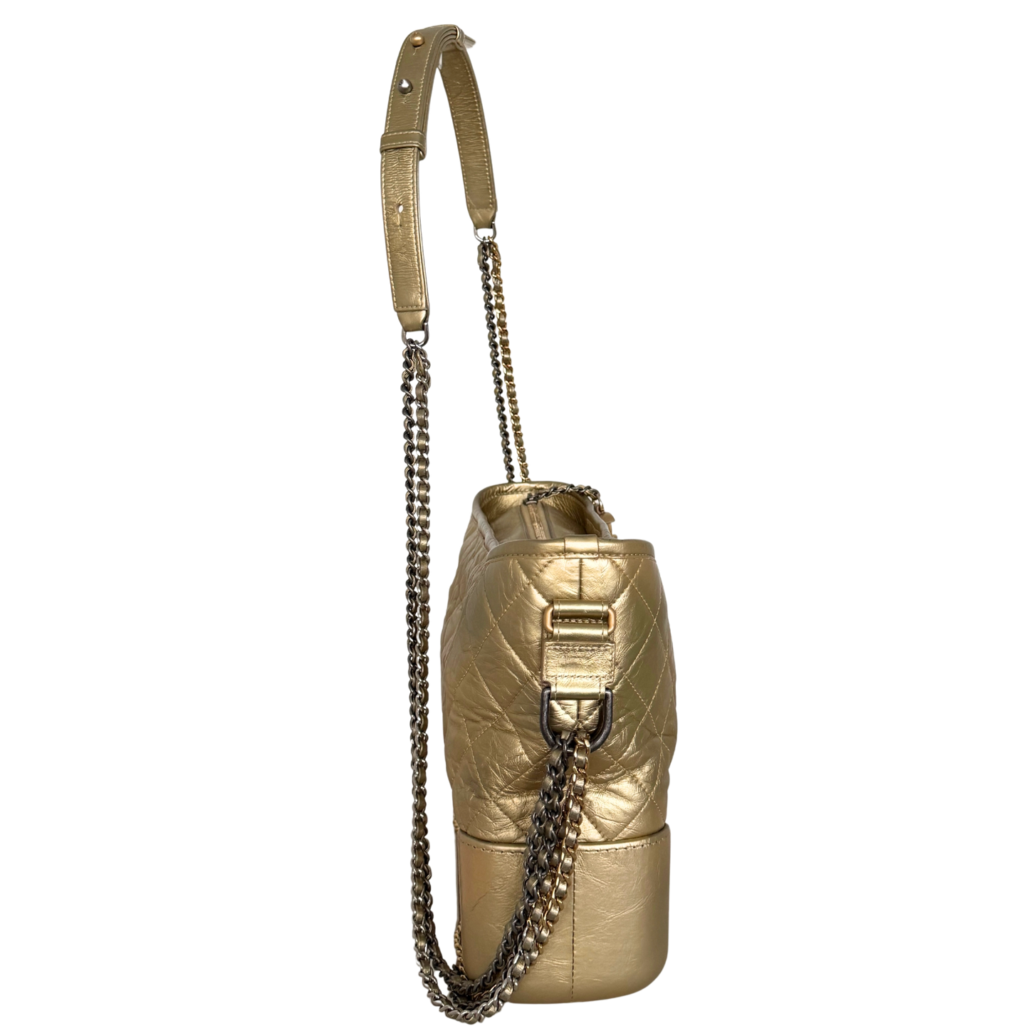 Chanel Gabrielle Hobo Bag aus gestepptem Kalbsleder Gold / sehr gut Echtheitscheck