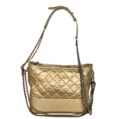 Chanel Gabrielle Hobo Bag aus gestepptem Kalbsleder Gold / sehr gut Echtheitscheck