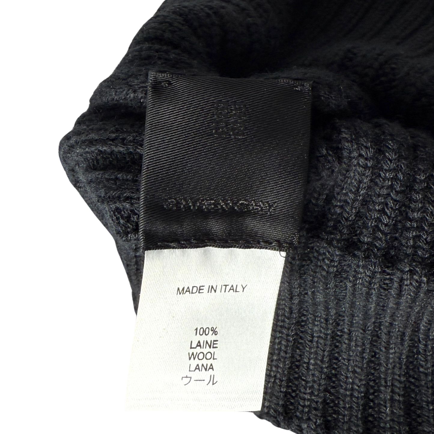 Givenchy Logo-Patch-Strickmütze aus Wolle Schwarz / neuwertig Givenchy