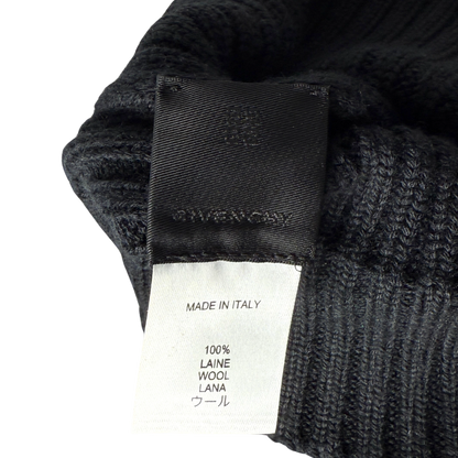 Givenchy Logo-Patch-Strickmütze aus Wolle Schwarz / neuwertig Givenchy