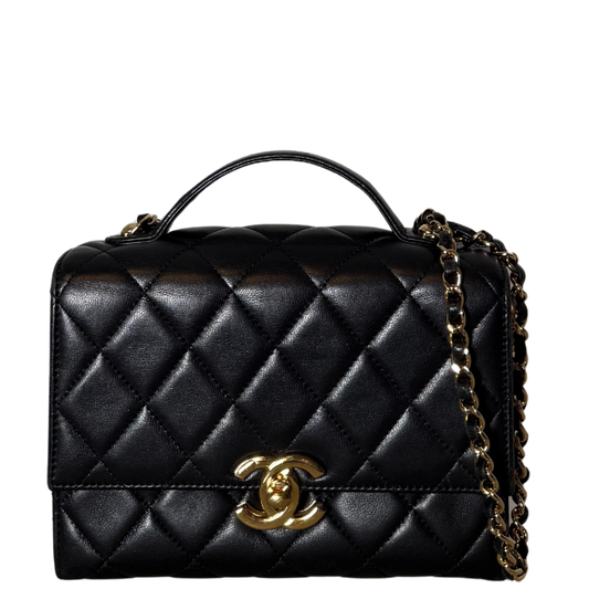 Chanel Matelassé Schultertasche mit goldener Hardware Schwarz / sehr gut Chanel