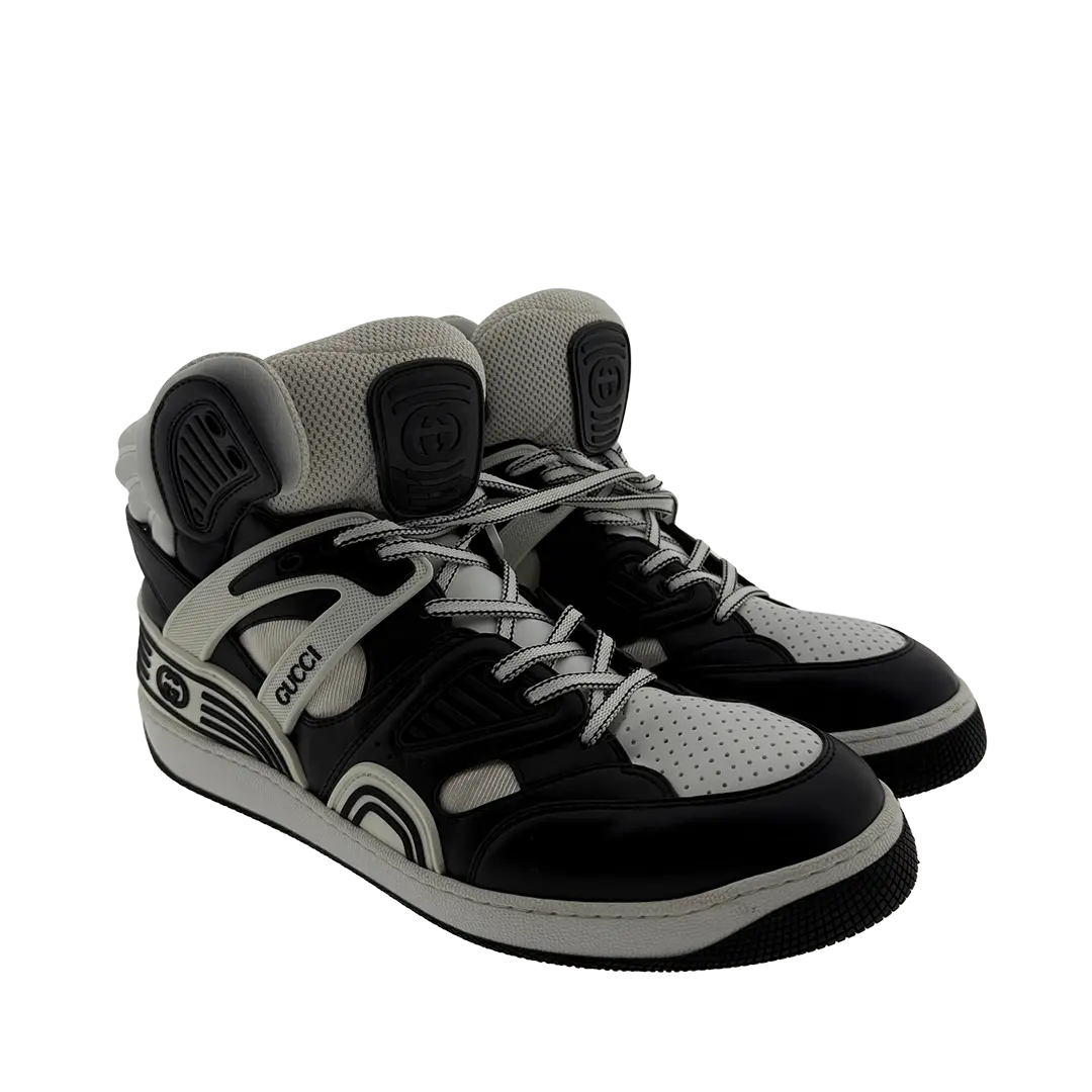 Gucci Basket High-Top Sneaker schwarz weiß Größe 46 / sehr gut Gucci