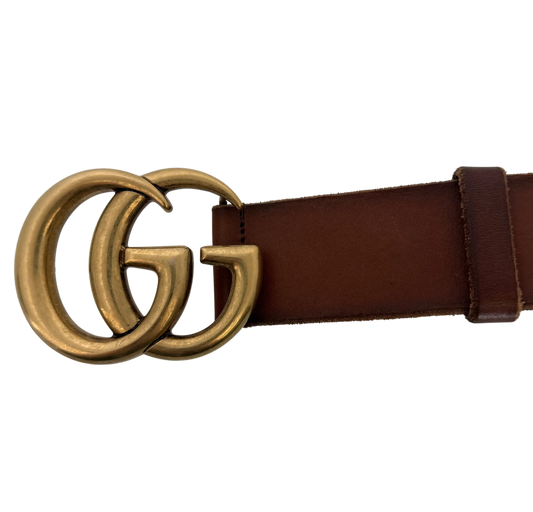 Gucci Breiter GG Marmont Gürtel Braun / sehr gut Gucci