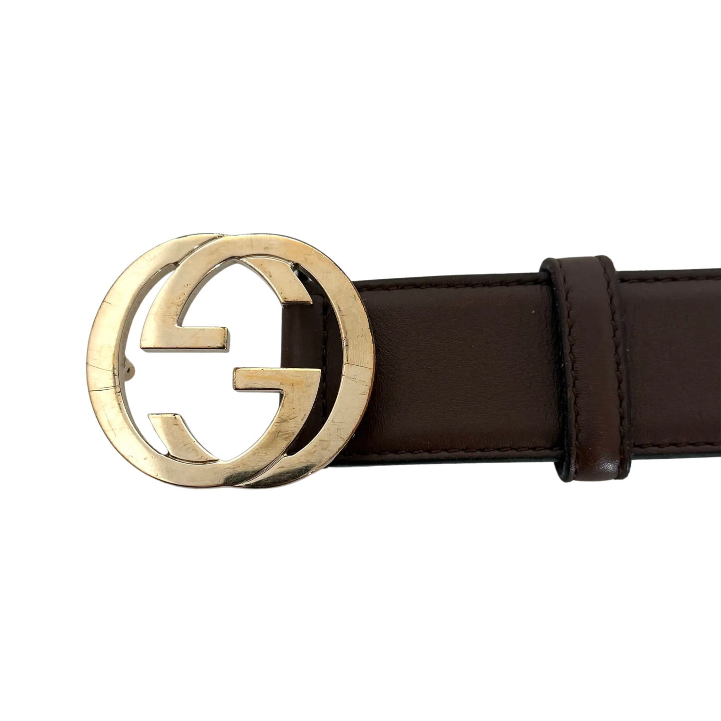 Gucci GG Buckle Ledergürtel Braun 75cm / akzeptabel Gucci