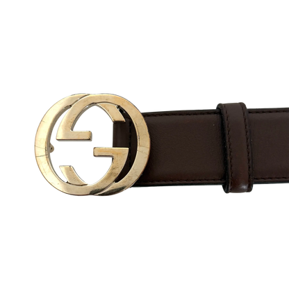 Gucci GG Buckle Ledergürtel Braun 75cm / akzeptabel Gucci
