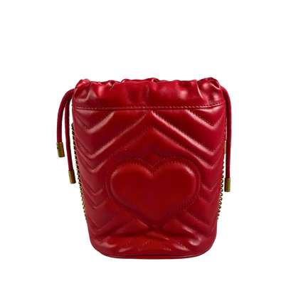 Gucci GG Marmont Leder Mini Bucket rot / sehr gut Gucci