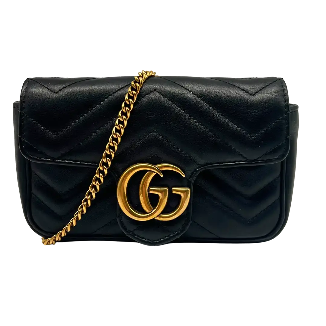 Gucci GG Marmont Matelasse Super Mini Bag schwarz / sehr gut Gucci