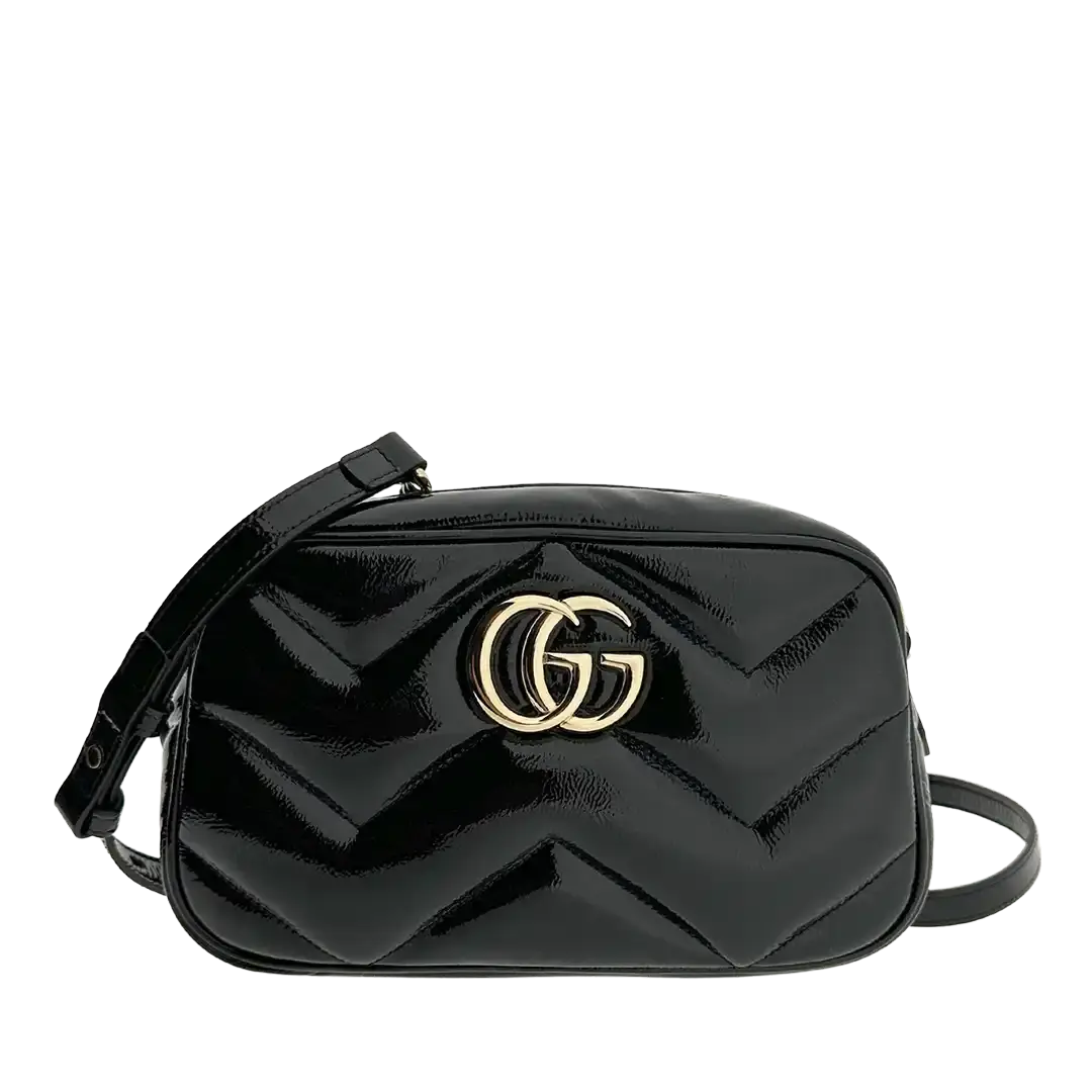 Gucci GG Marmont schwarz Lackleder Small / neuwertig Gucci