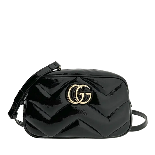 Gucci GG Marmont schwarz Lackleder Small / neuwertig Gucci