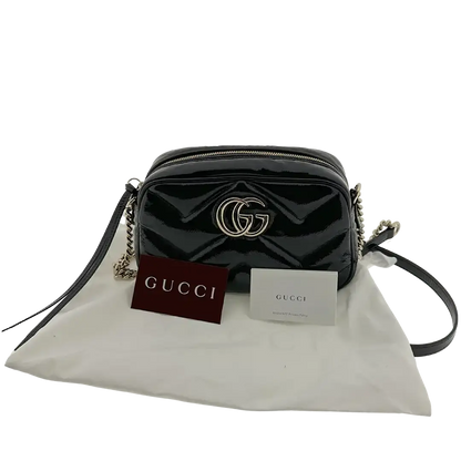 Gucci GG Marmont schwarz Lackleder Small / neuwertig Gucci