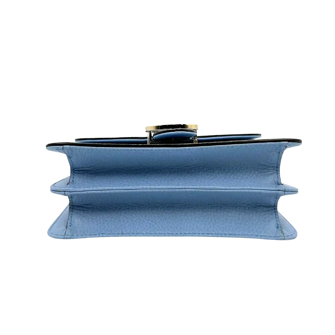 Gucci Interlocking G Small Schultertasche hellblau Leder / neuwertig Gucci