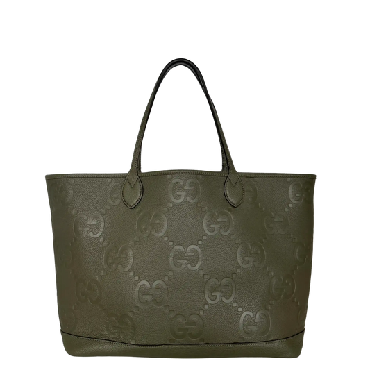 Gucci Jumbo GG Large Tote Bag Leder Olive / neuwertig Gucci