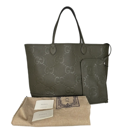 Gucci Jumbo GG Large Tote Bag Leder Olive / neuwertig Gucci