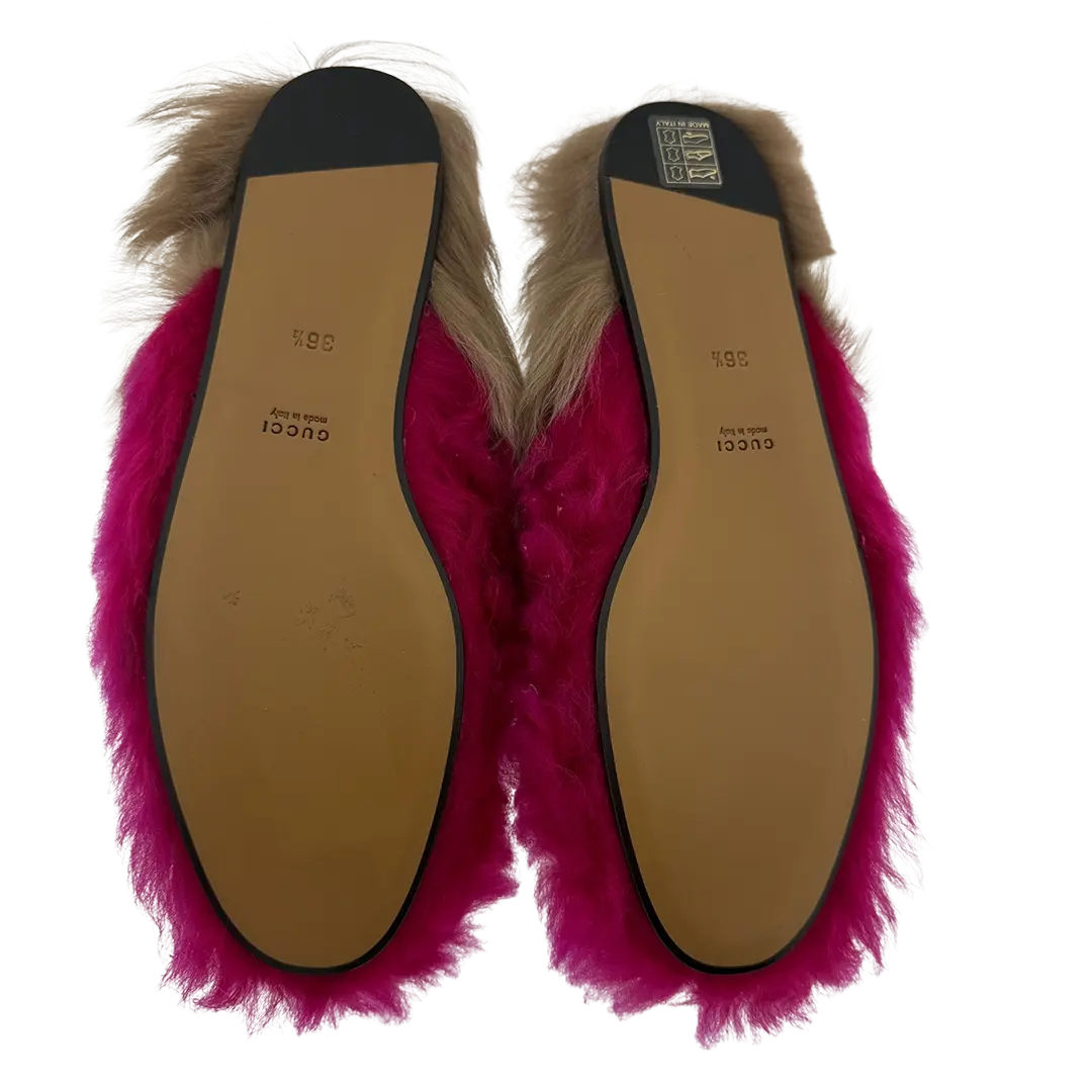 Gucci Mokassins aus Schafsfell pink braun Größe 36 1/2 / sehr gut Gucci