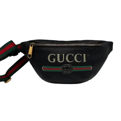 Gucci Print Belt Bag Bauchtasche Vintage Logo klein schwarz / sehr gut Gucci