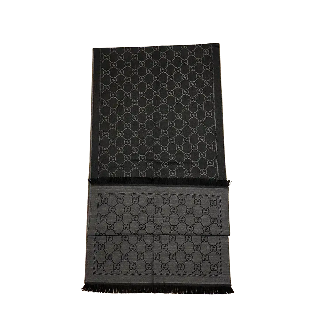 Gucci Schal GG aus Woll-Jacquard anthrazit / sehr gut. Gucci