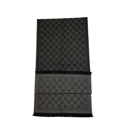 Gucci Schal GG aus Woll-Jacquard anthrazit / sehr gut. Gucci