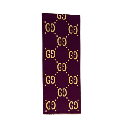 Gucci Schal aus GG Jacquard aus Wolle und Seide gelb / lila / neuwertig Gucci