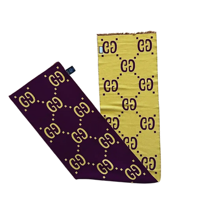 Gucci Schal aus GG Jacquard aus Wolle und Seide gelb / lila / neuwertig Gucci