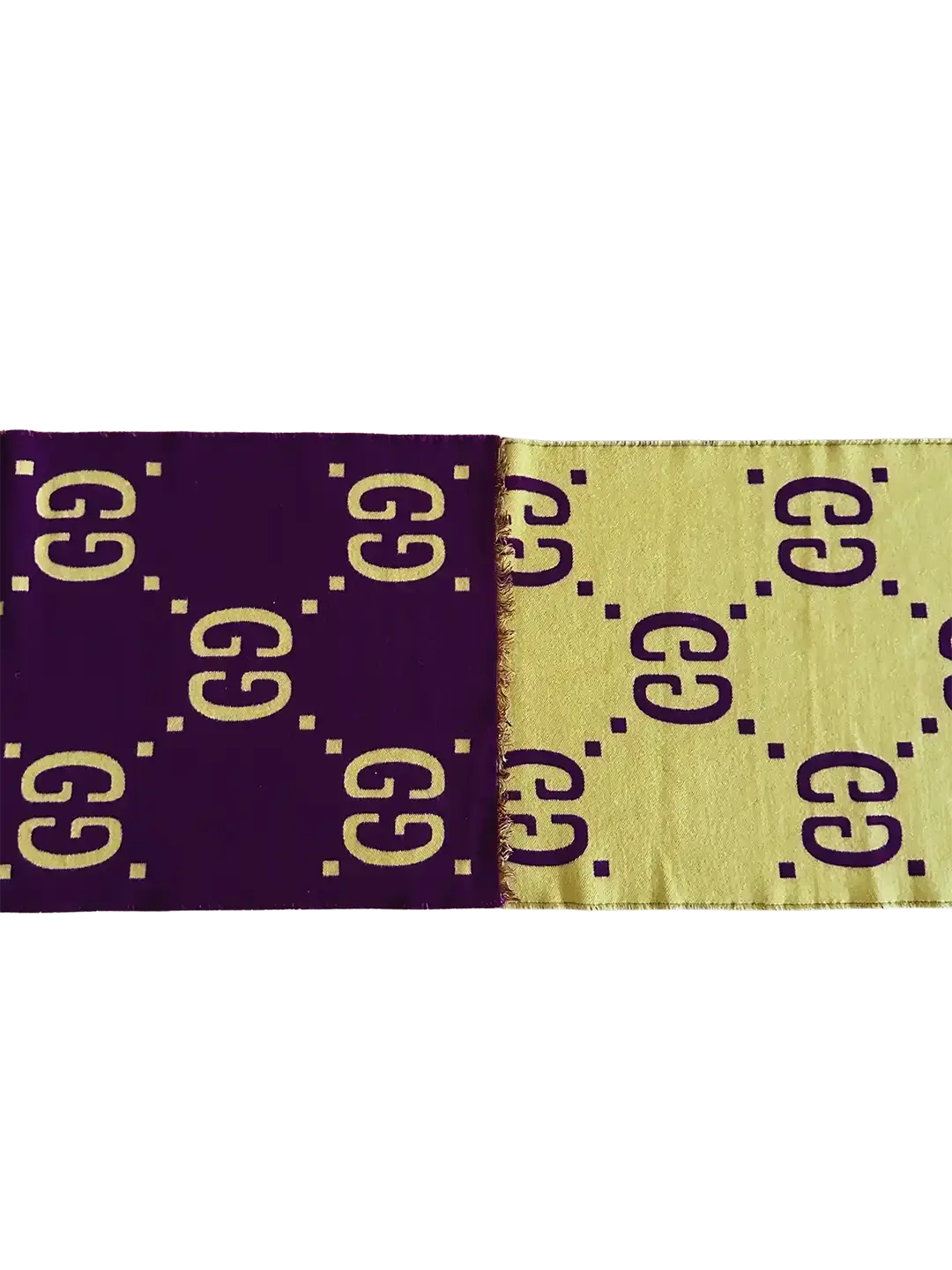 Gucci Schal aus GG Jacquard aus Wolle und Seide gelb / lila / neuwertig Gucci