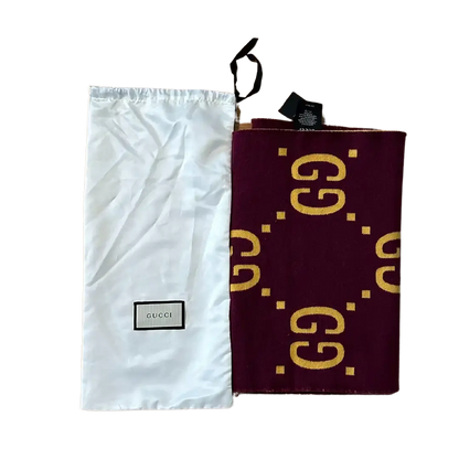 Gucci Schal aus GG Jacquard aus Wolle und Seide gelb / lila / neuwertig Gucci