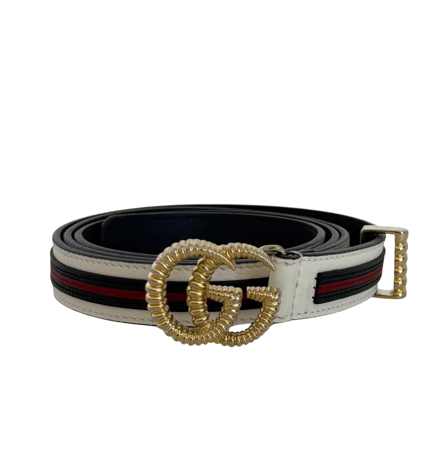 Gucci Torchon GG Sylvie Gürtel Weiß Navyblau Rot / gut Gucci