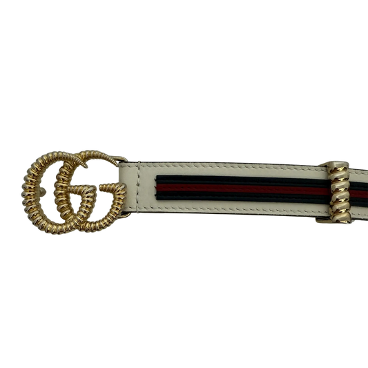 Gucci Torchon GG Sylvie Gürtel Weiß Navyblau Rot / gut Gucci