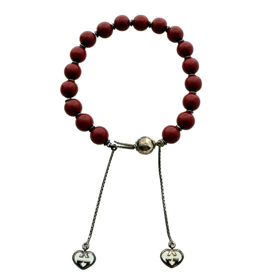 Gucci San Valentino Sterling Silber Holzperlen Armband Bordeauxrot / neuwertig Gucci