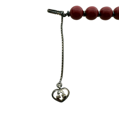 Gucci San Valentino Sterling Silber Holzperlen Armband Bordeauxrot / neuwertig Gucci