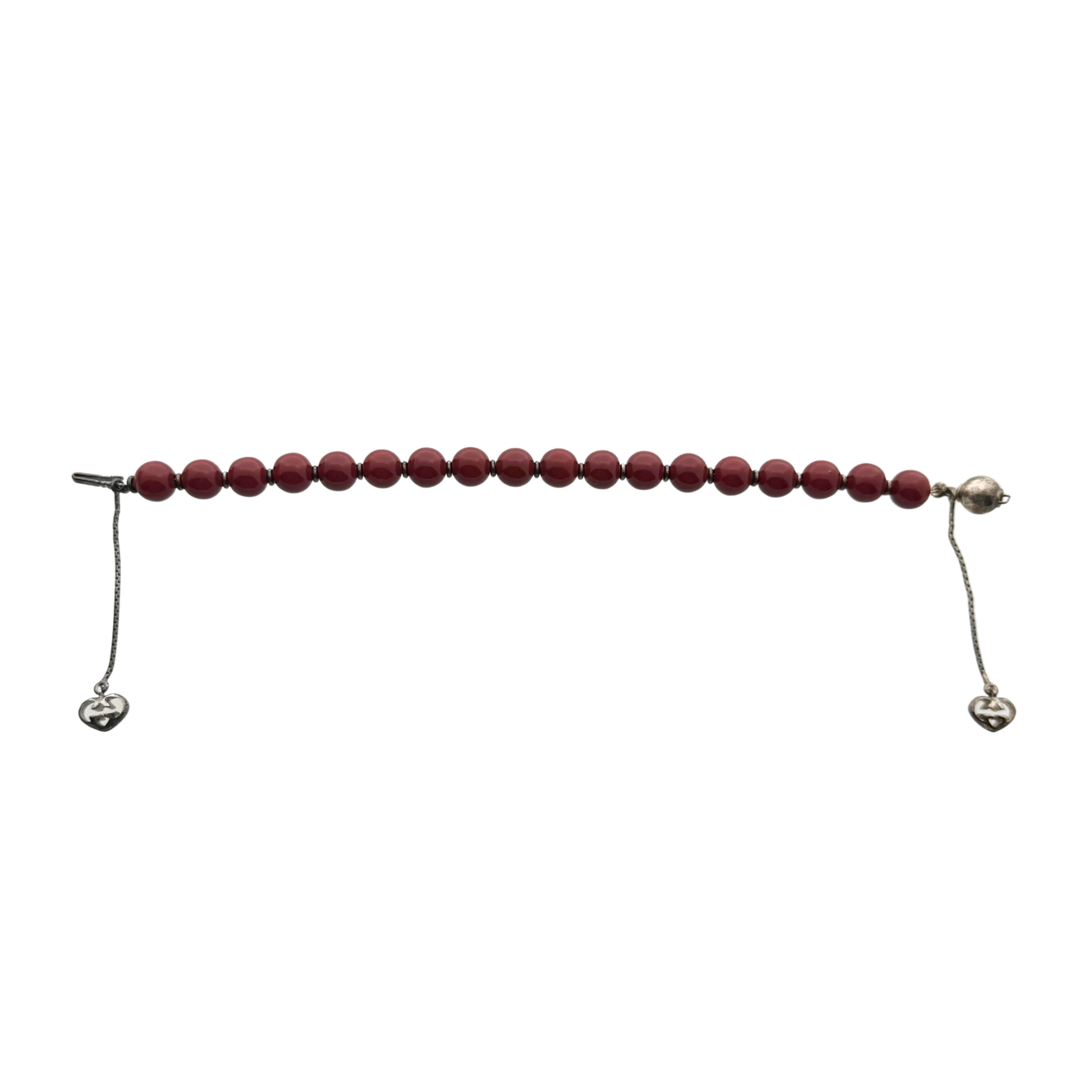 Gucci San Valentino Sterling Silber Holzperlen Armband Bordeauxrot / neuwertig Gucci